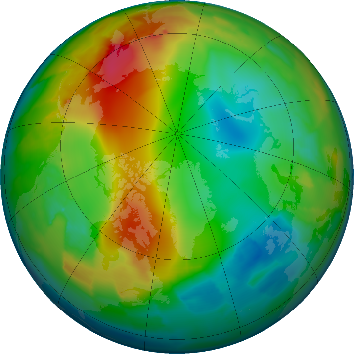 Arctic ozone map for 08 January 2012
